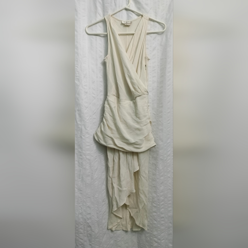 Cache Asymmetrical Cream Draped Dress